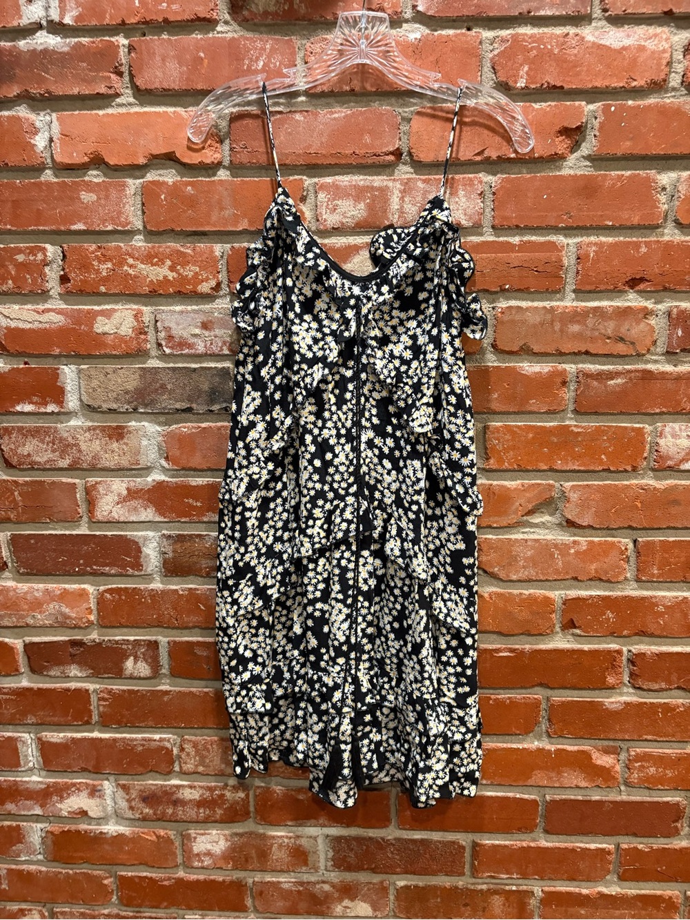 Zara Black Mini Dress with White Floral Print Size M